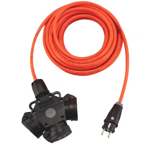 Verlängerungskabel mit 3-fach Stecker, 10m, 2,5qmm, 16A, 250V